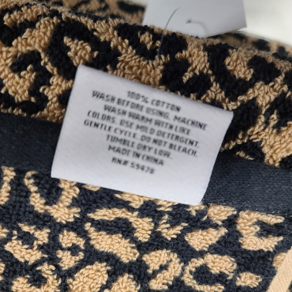 8pc Rachel Zoe Leopard Cheetah Animal Print Bath Hand Washcloth Towel Set NEW - Picture 8 of 9